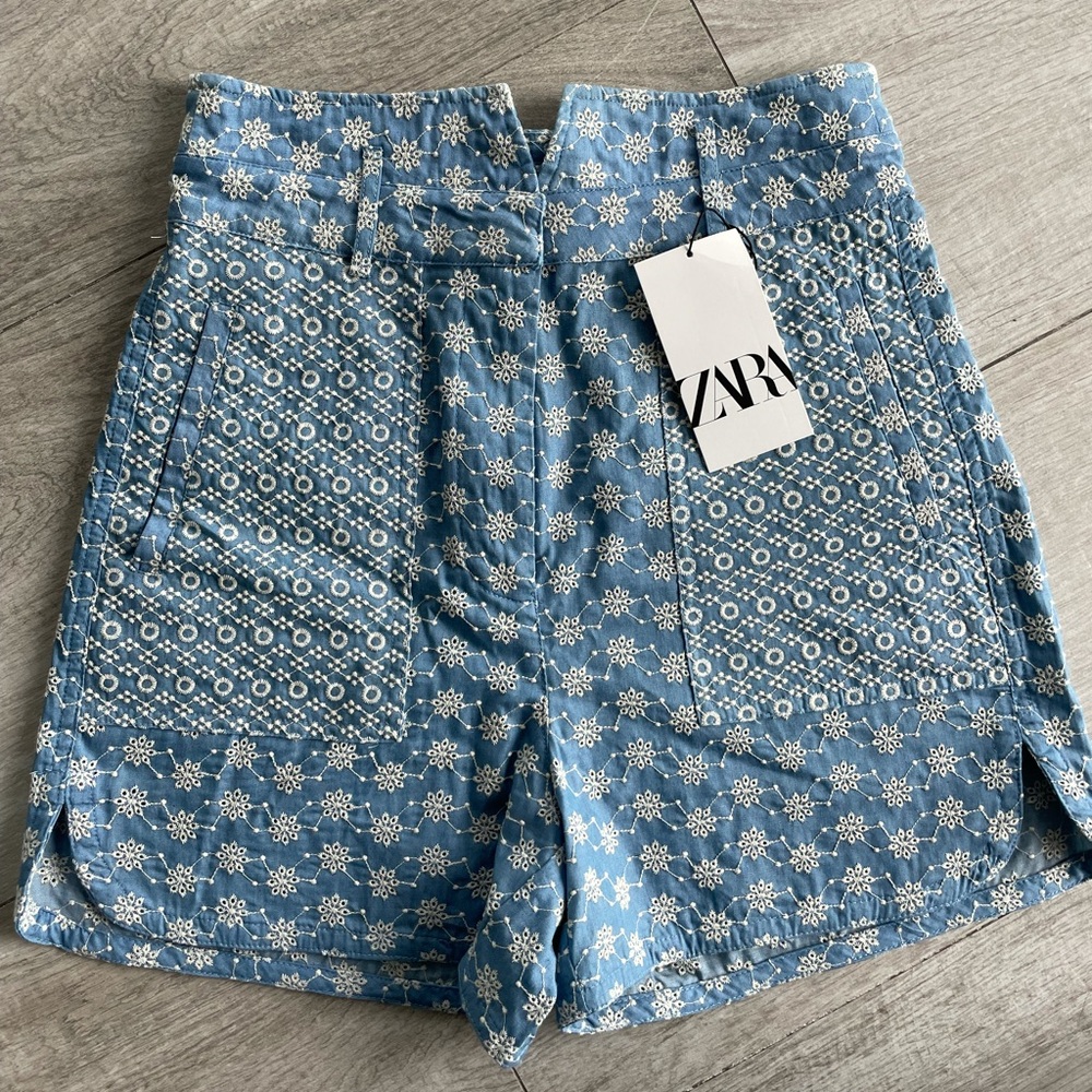 ZARA Blue High Waist Shorts